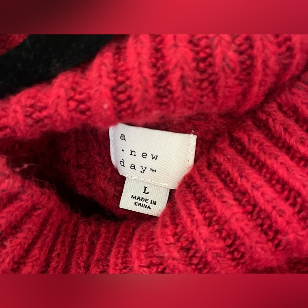 A New Day Red Chunky Cozy Knit Sweater Large - Picture 2 of 3